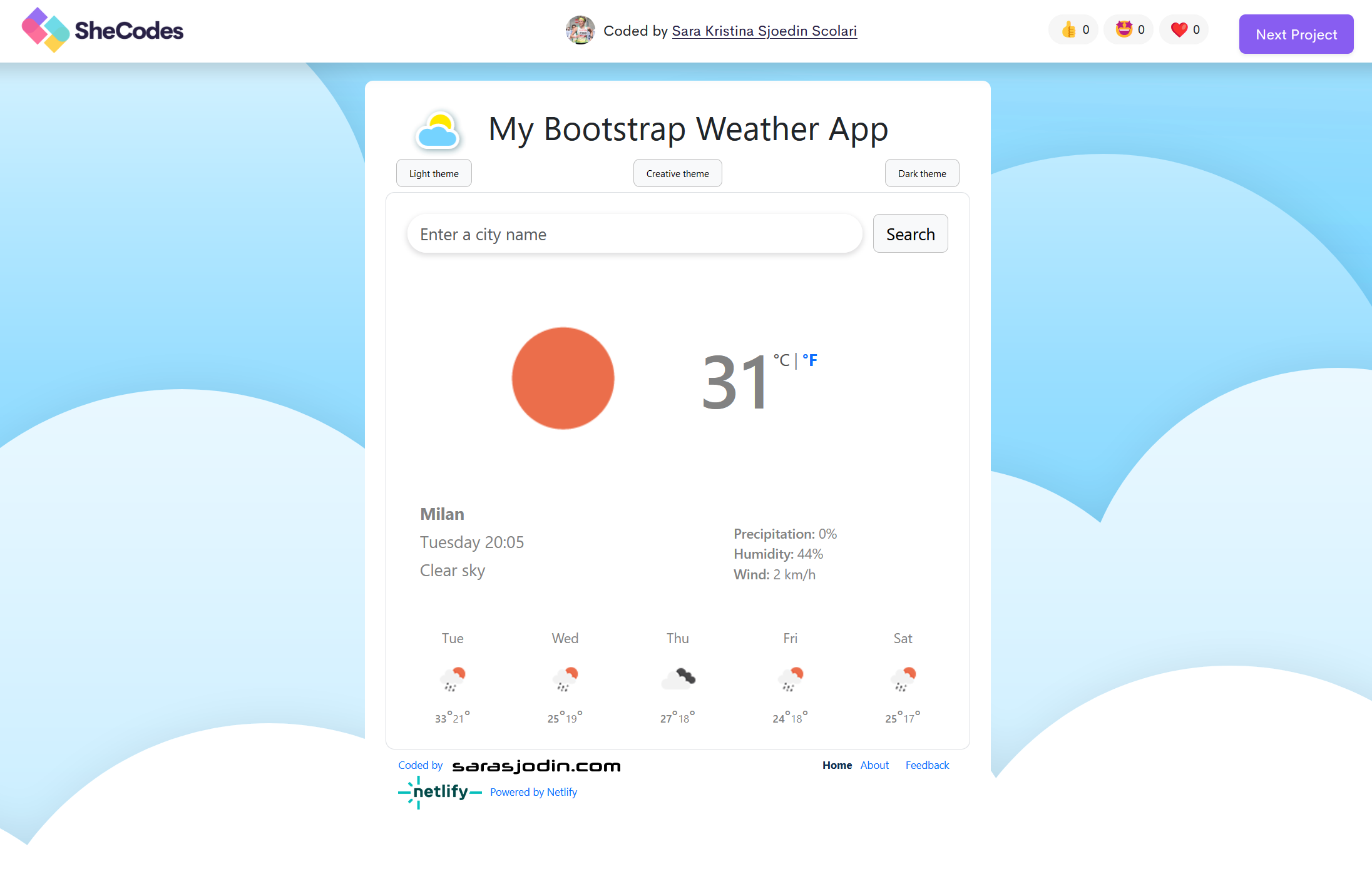 Screenshot of Weather App